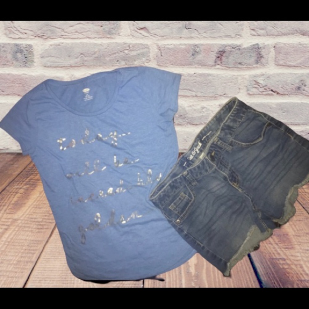 Girls bundle: T-shirt, jean shorts & headband